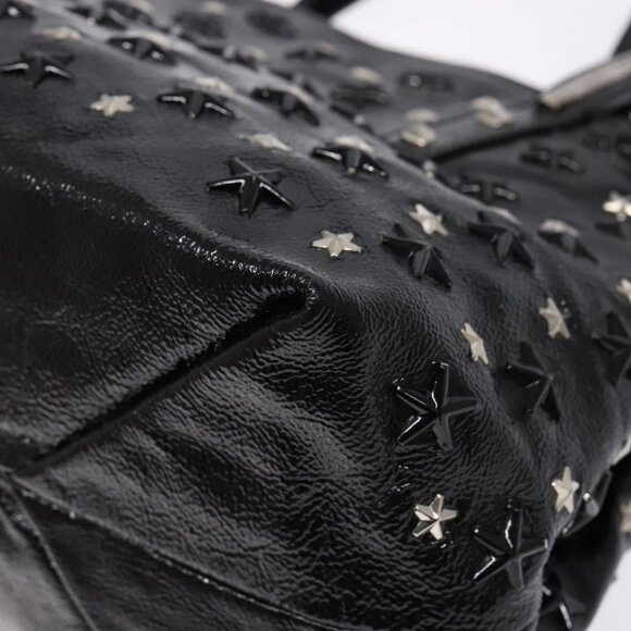 Jimmy Choo Studs Tote Bag Patent leather Black Silver Auth BA5147 - Picture 4 of 16